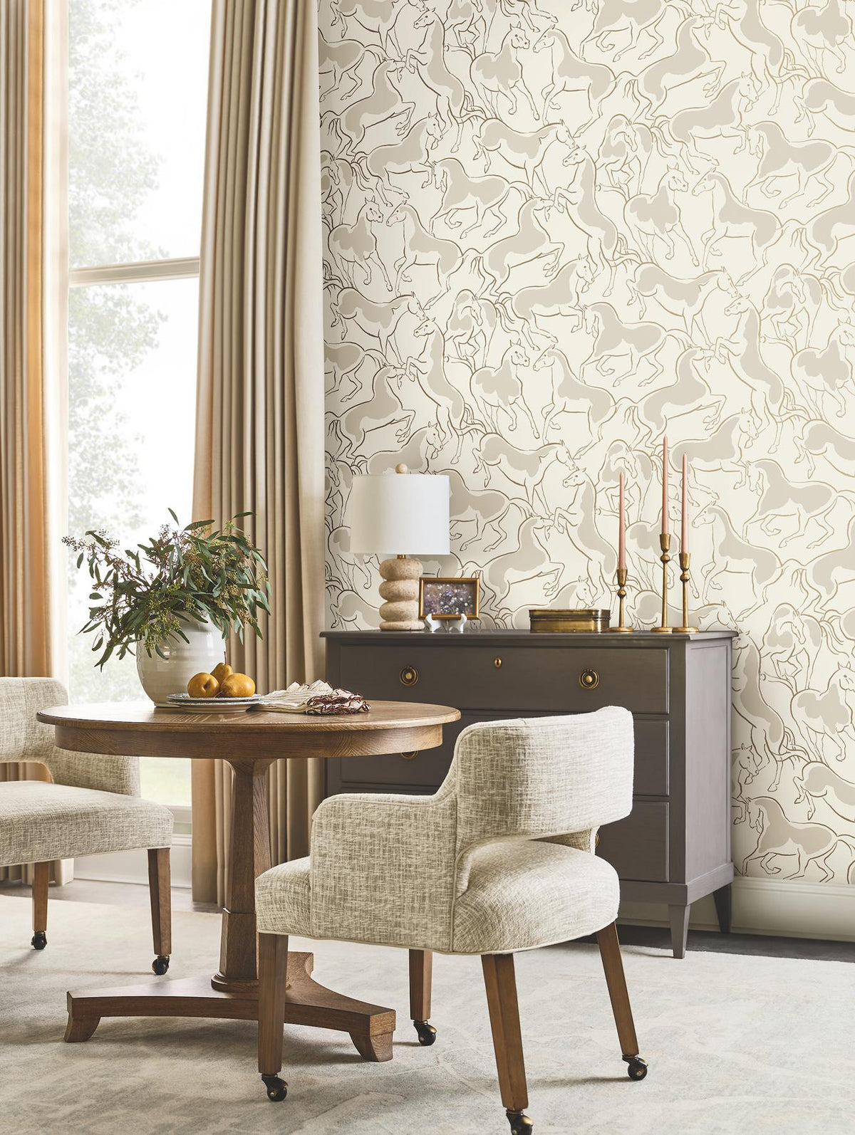 Ronald Redding Designs Dressage Beige Stallions Wallpaper
