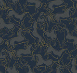 Ronald Redding Designs Dressage Navy Stallions Wallpaper