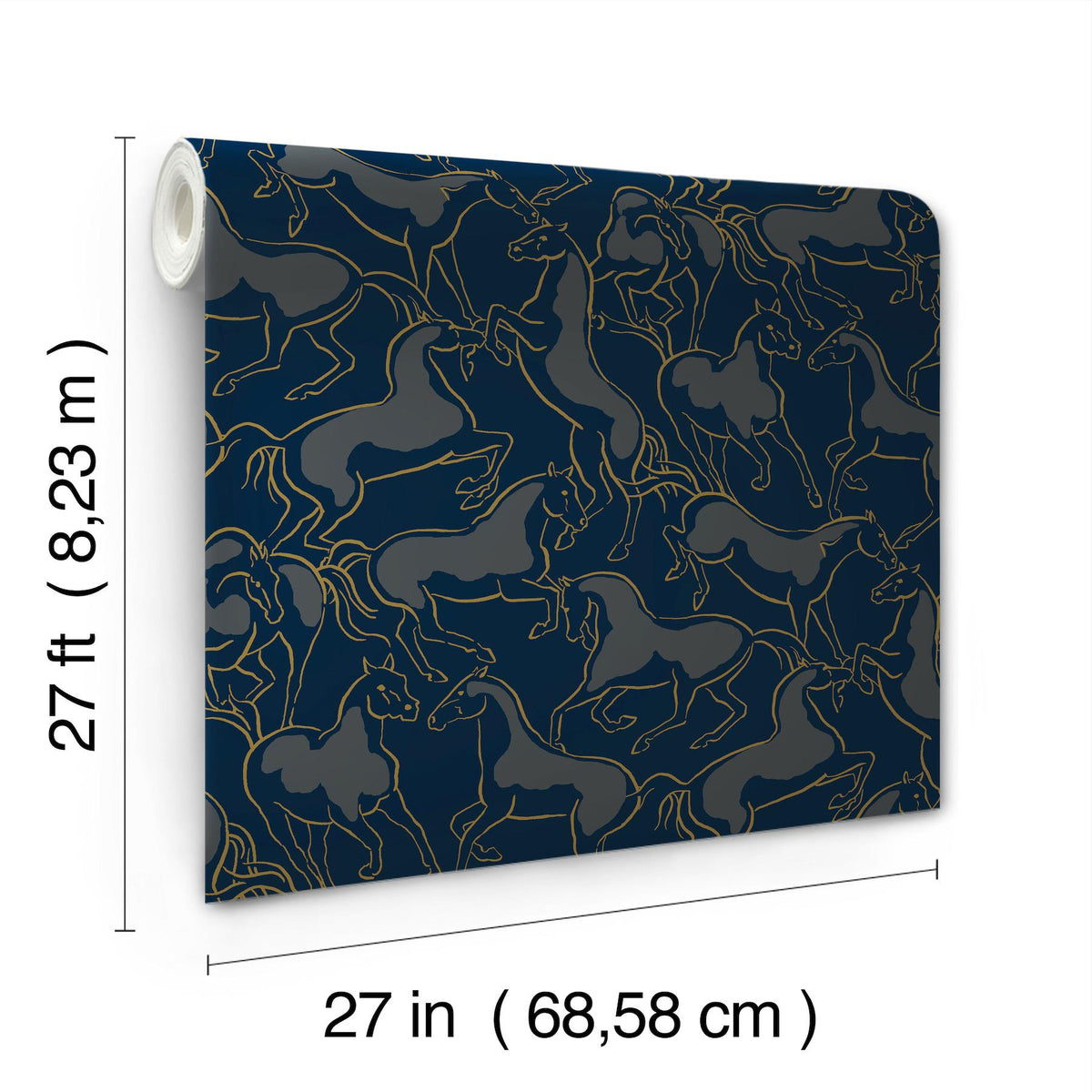 Ronald Redding Designs Dressage Navy Stallions Wallpaper