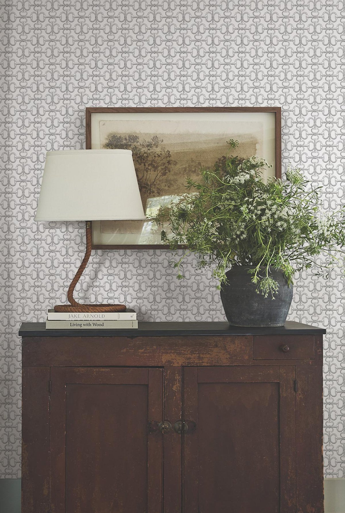 Ronald Redding Designs Polo White Horse Bits Wallpaper