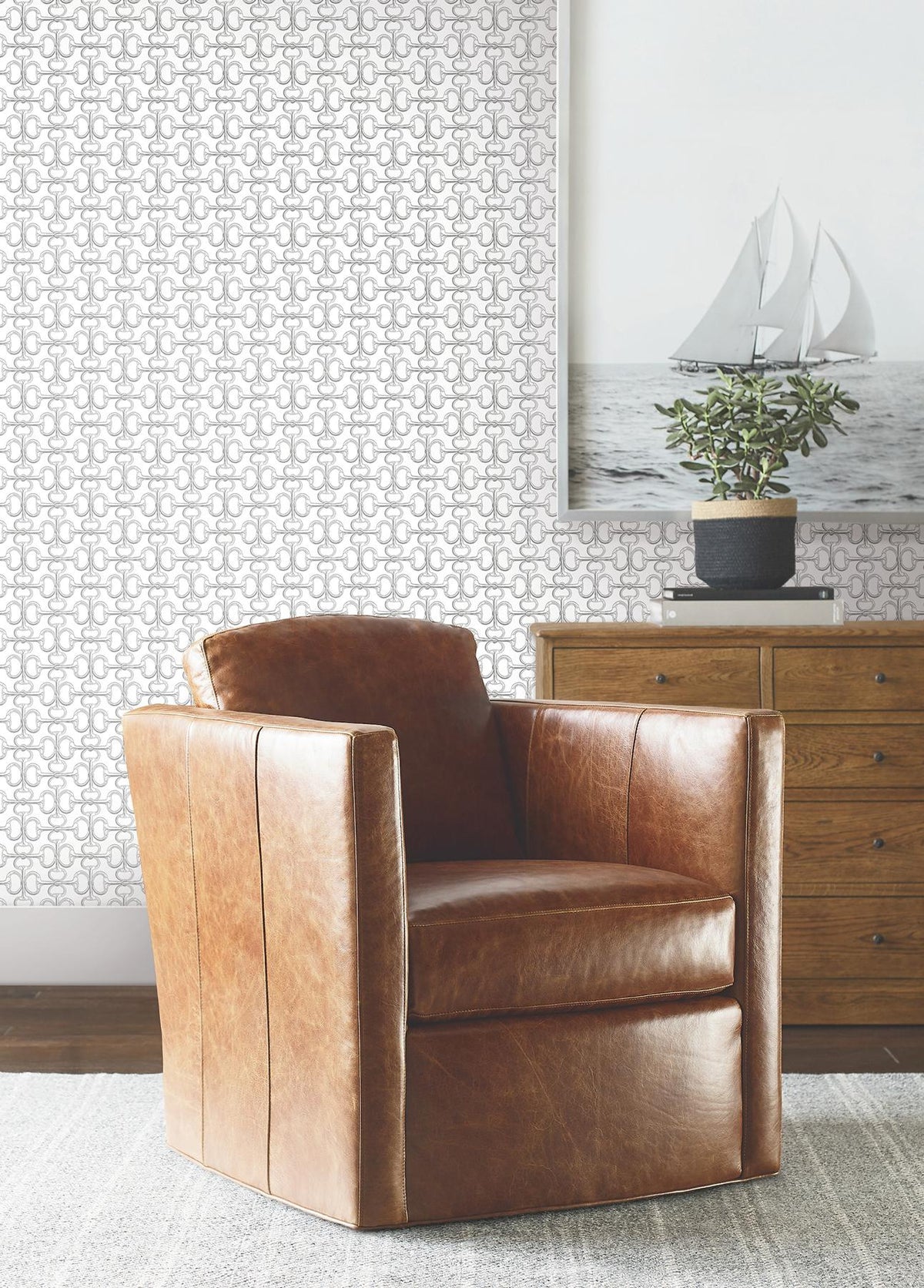 Ronald Redding Designs Polo White Horse Bits Wallpaper