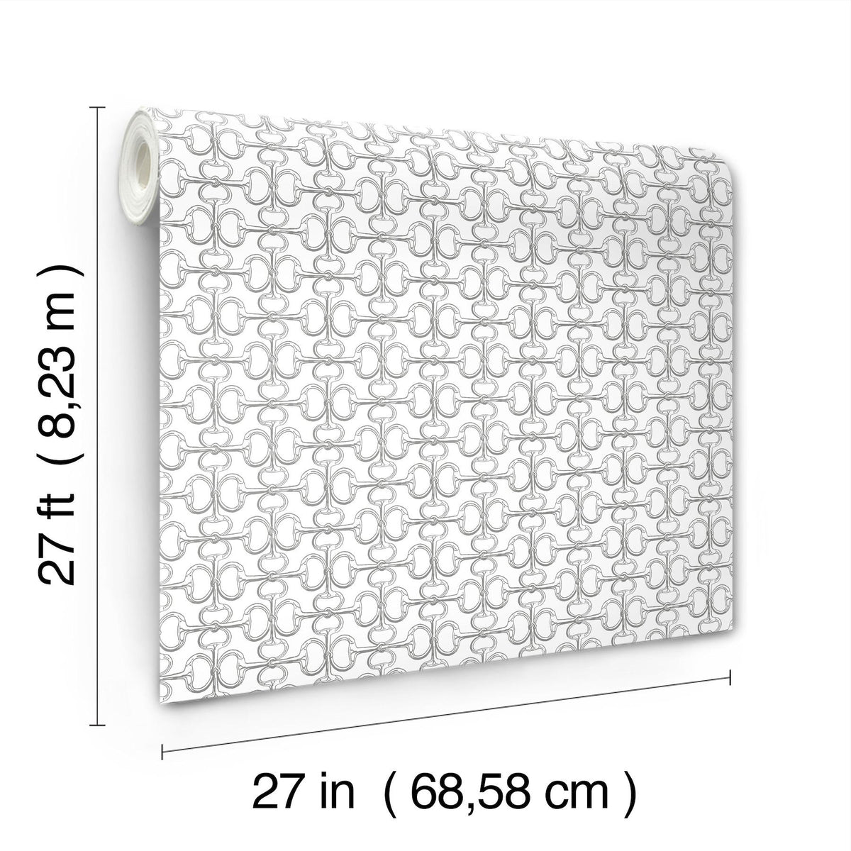 Ronald Redding Designs Polo White Horse Bits Wallpaper
