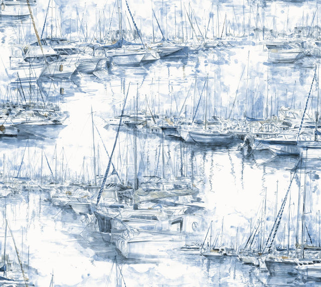 Ronald Redding Designs Yacht Club Blue Scenic Wallpaper