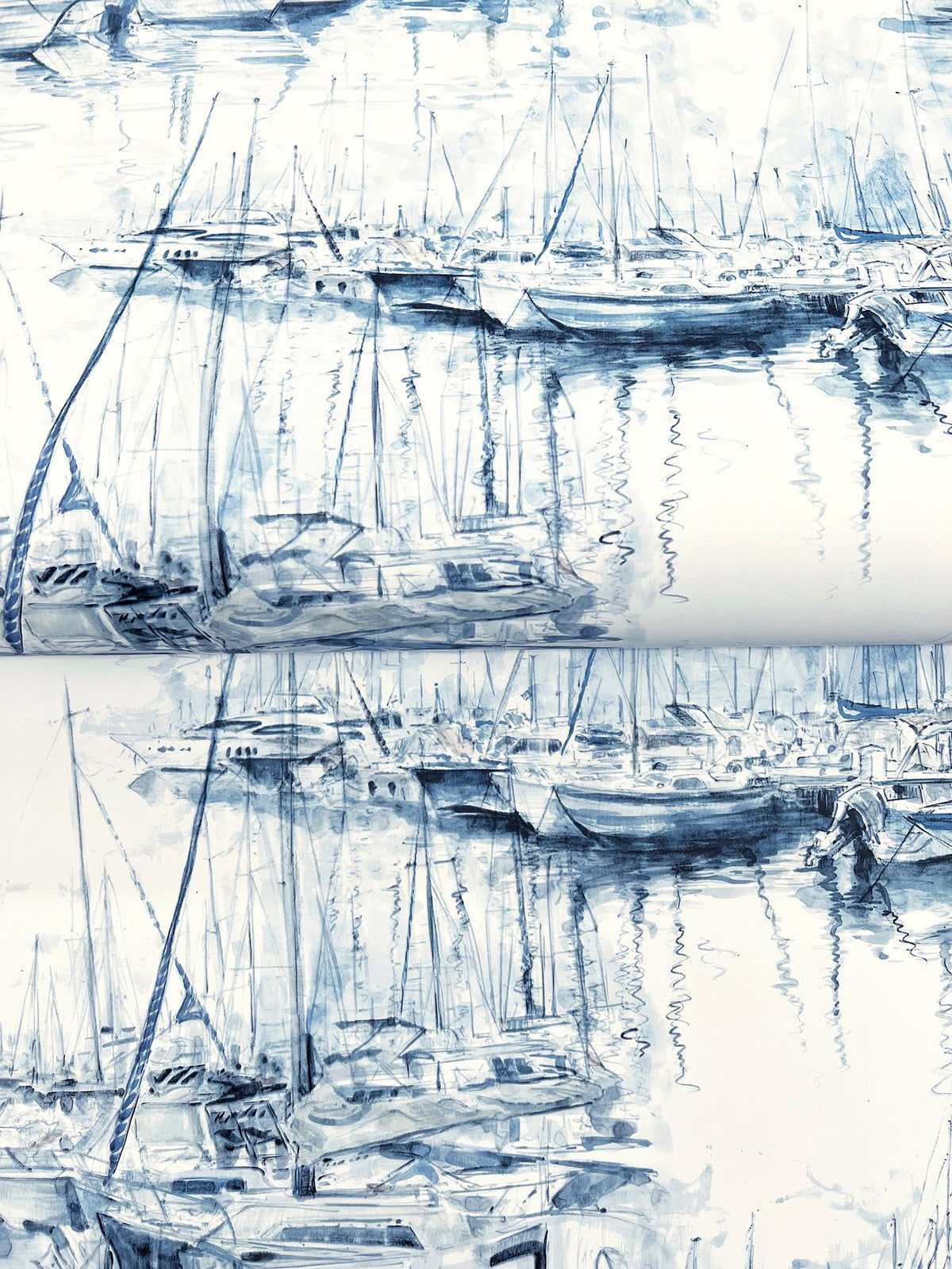 Ronald Redding Designs Yacht Club Blue Scenic Wallpaper