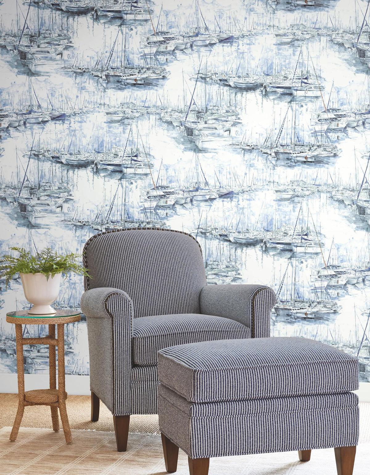 Ronald Redding Designs Yacht Club Blue Scenic Wallpaper