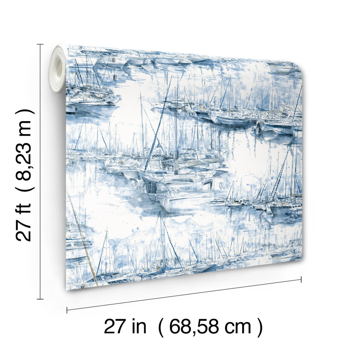 Ronald Redding Designs Yacht Club Blue Scenic Wallpaper