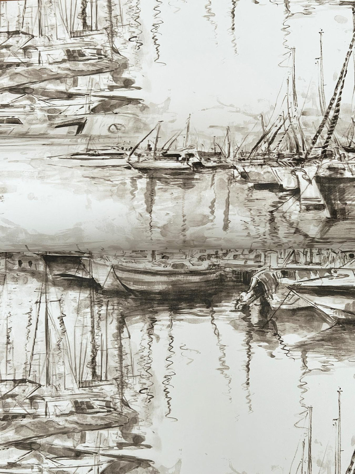 Ronald Redding Designs Yacht Club Taupe Scenic Wallpaper