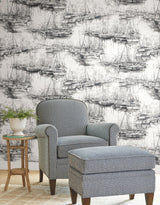 Ronald Redding Designs Yacht Club Charcoal Scenic Wallpaper