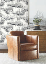 Ronald Redding Designs Yacht Club Charcoal Scenic Wallpaper