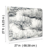 Ronald Redding Designs Yacht Club Charcoal Scenic Wallpaper