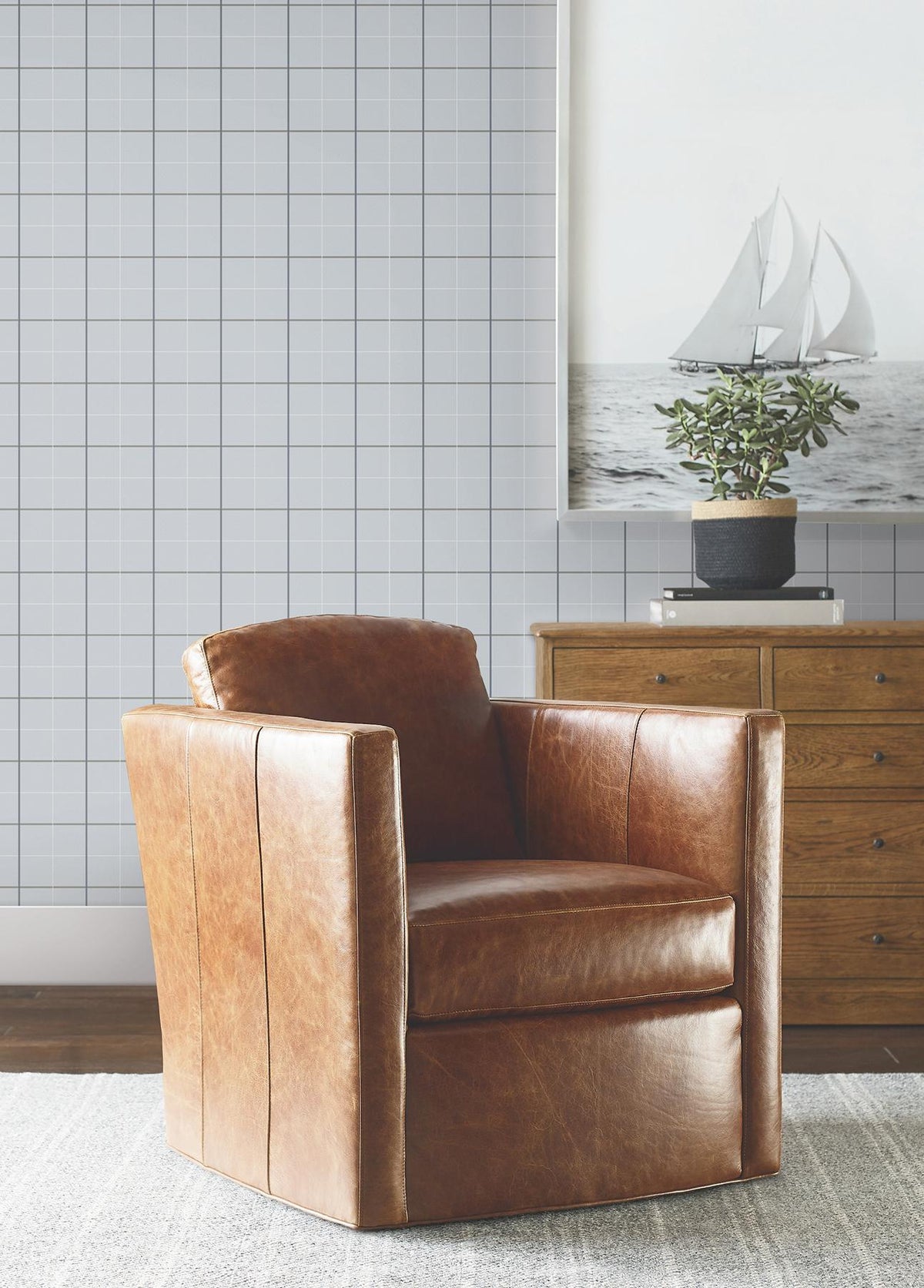 Ronald Redding Designs Tattersall Blue Plaid Wallpaper
