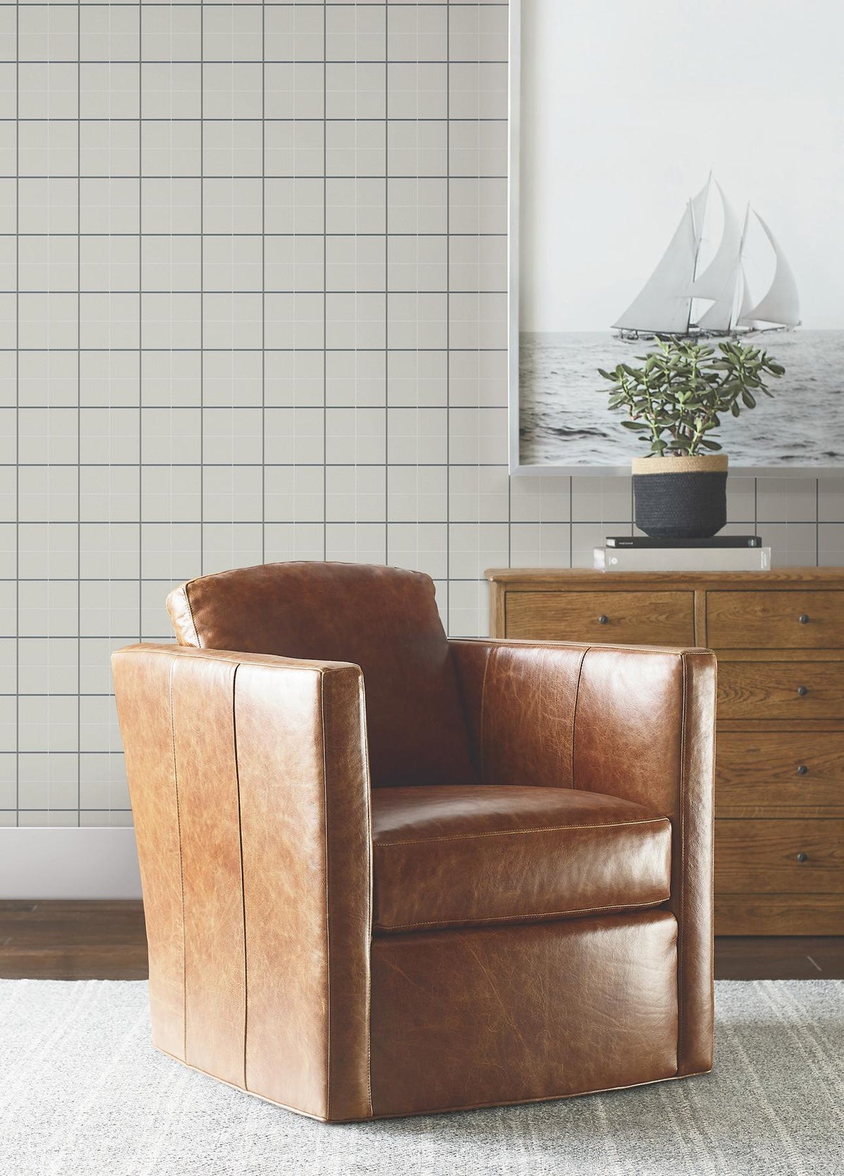 Ronald Redding Designs Tattersall Grey Plaid Wallpaper