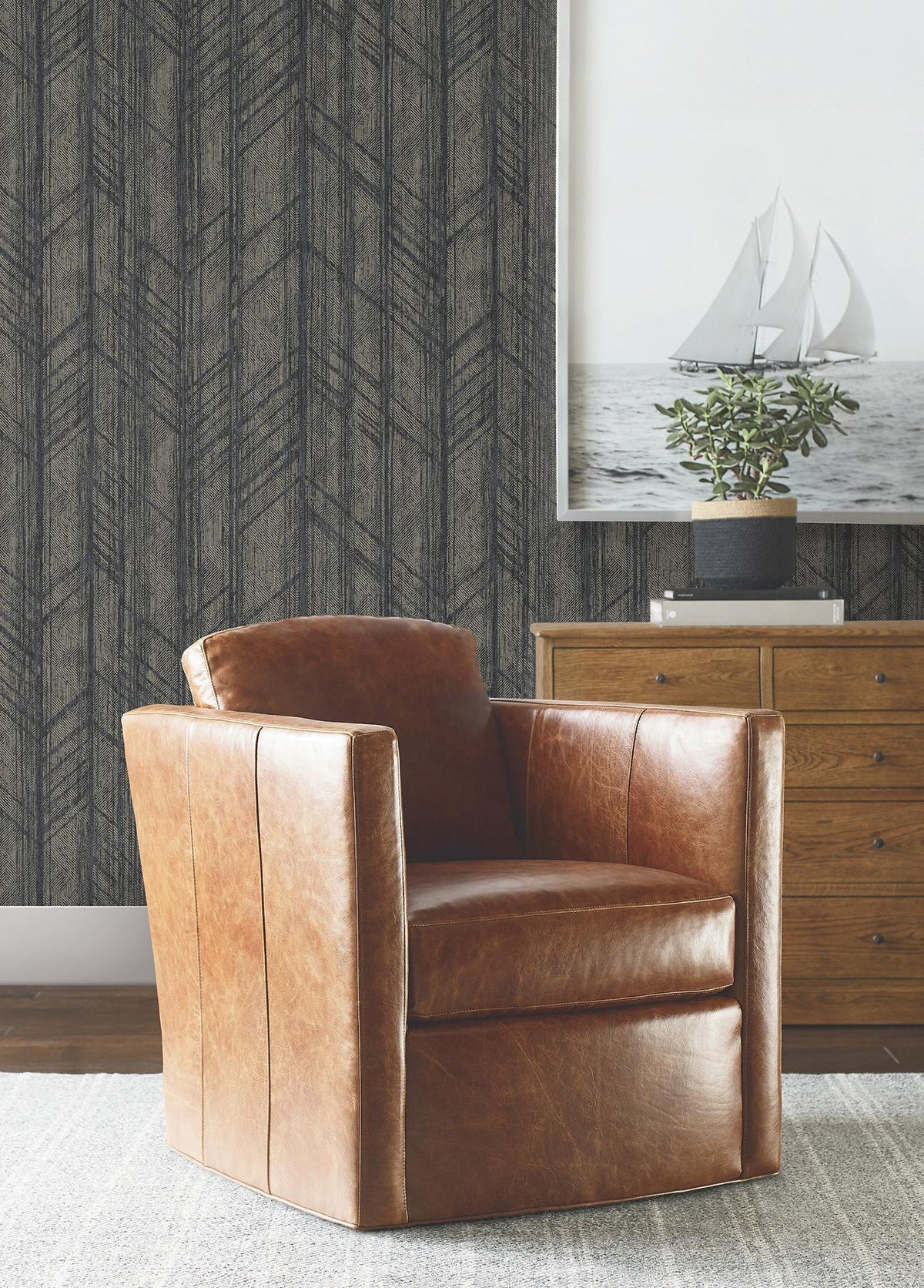 Ronald Redding Designs Winthrop Slate Geometric Wallpaper