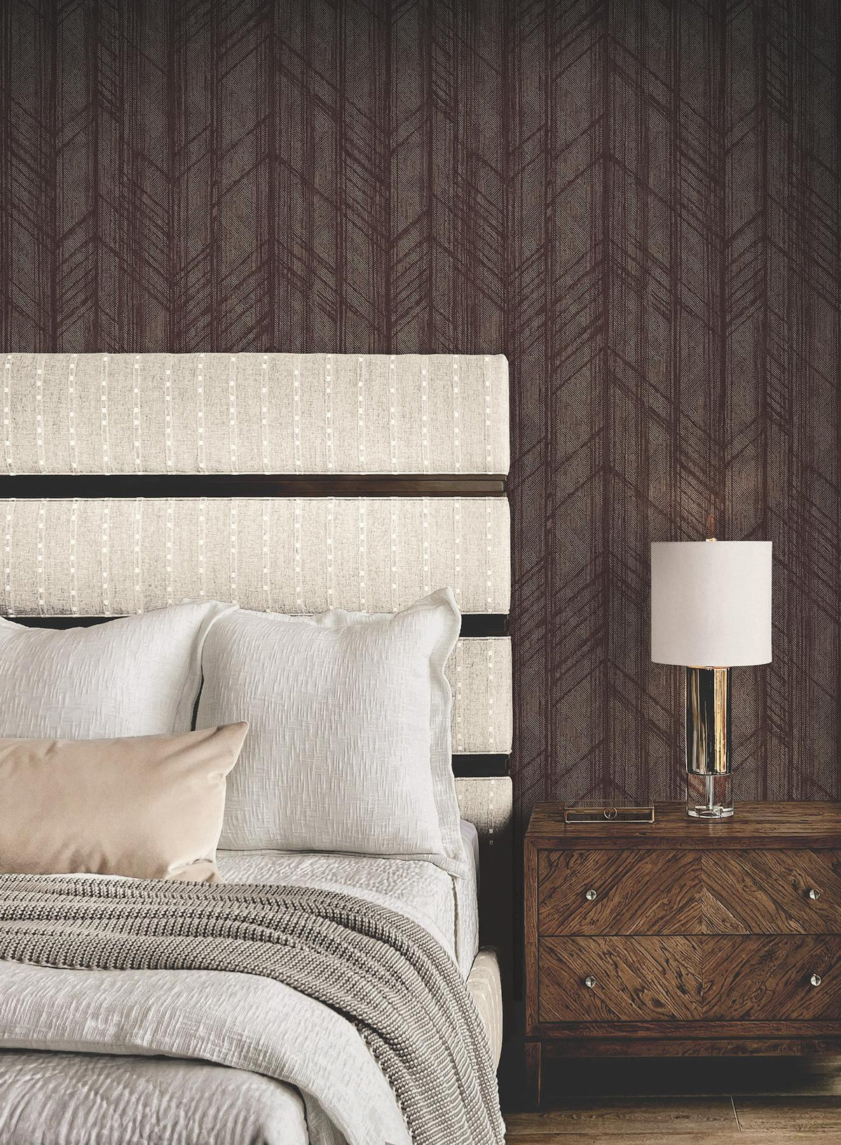 Ronald Redding Designs Winthrop Merlot Geometric Wallpaper