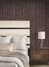 Ronald Redding Designs Winthrop Merlot Geometric Wallpaper