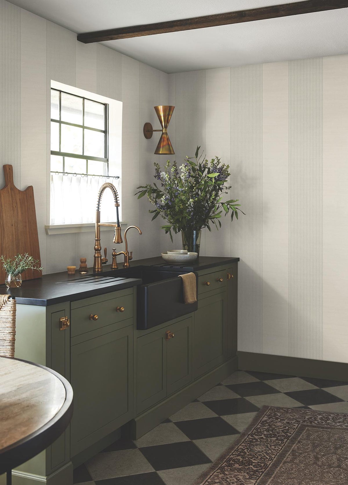 Ronald Redding Designs Archer Stripe Taupe Faux Linen Wallpaper