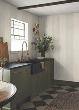 Ronald Redding Designs Archer Stripe Taupe Faux Linen Wallpaper