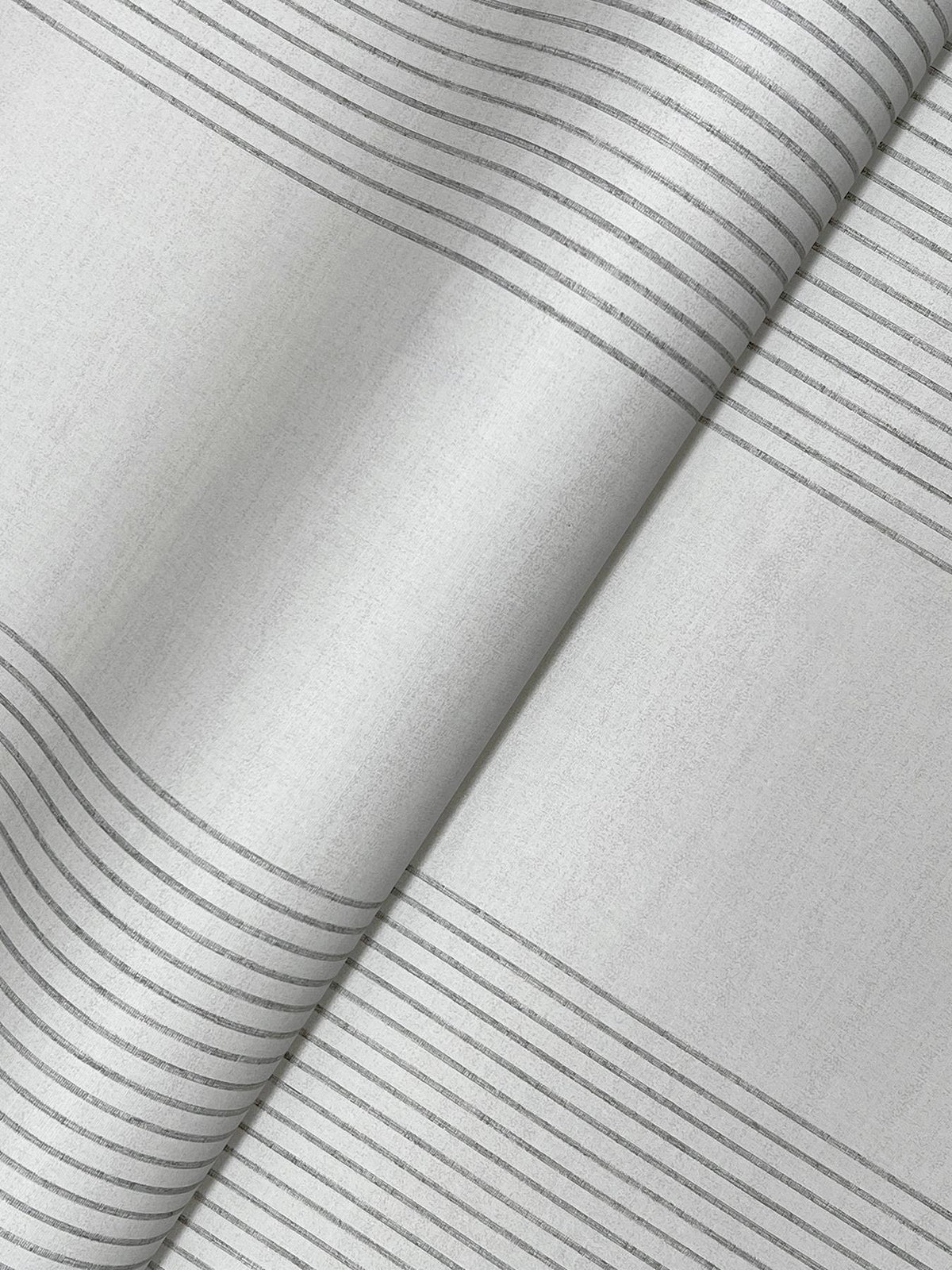 Ronald Redding Designs Archer Stripe Grey Faux Linen Wallpaper