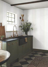 Ronald Redding Designs Archer Stripe White Faux Linen Wallpaper