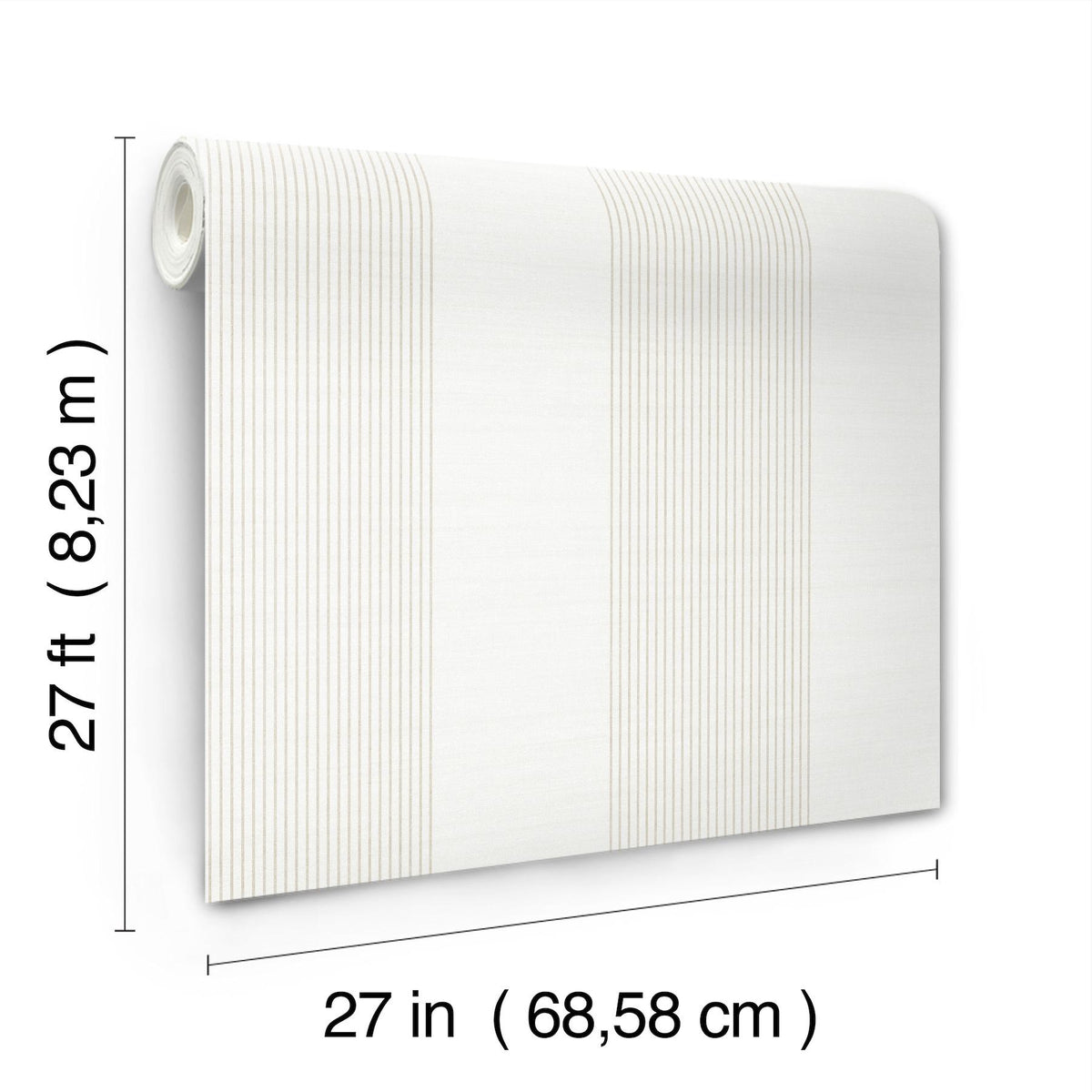 Ronald Redding Designs Archer Stripe White Faux Linen Wallpaper