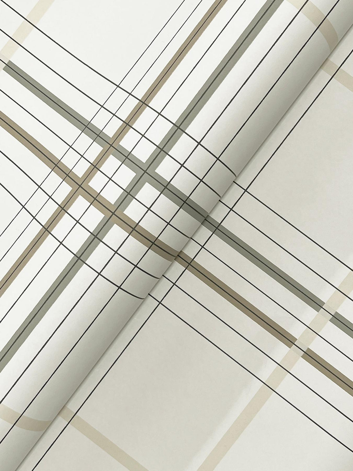Ronald Redding Designs Lakeside Plaid Beige Tailored Wallpaper