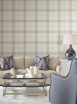 Ronald Redding Designs Lakeside Plaid Beige Tailored Wallpaper