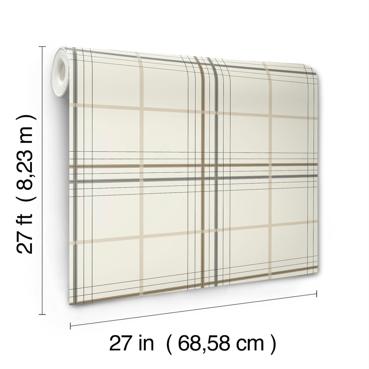 Ronald Redding Designs Lakeside Plaid Beige Tailored Wallpaper