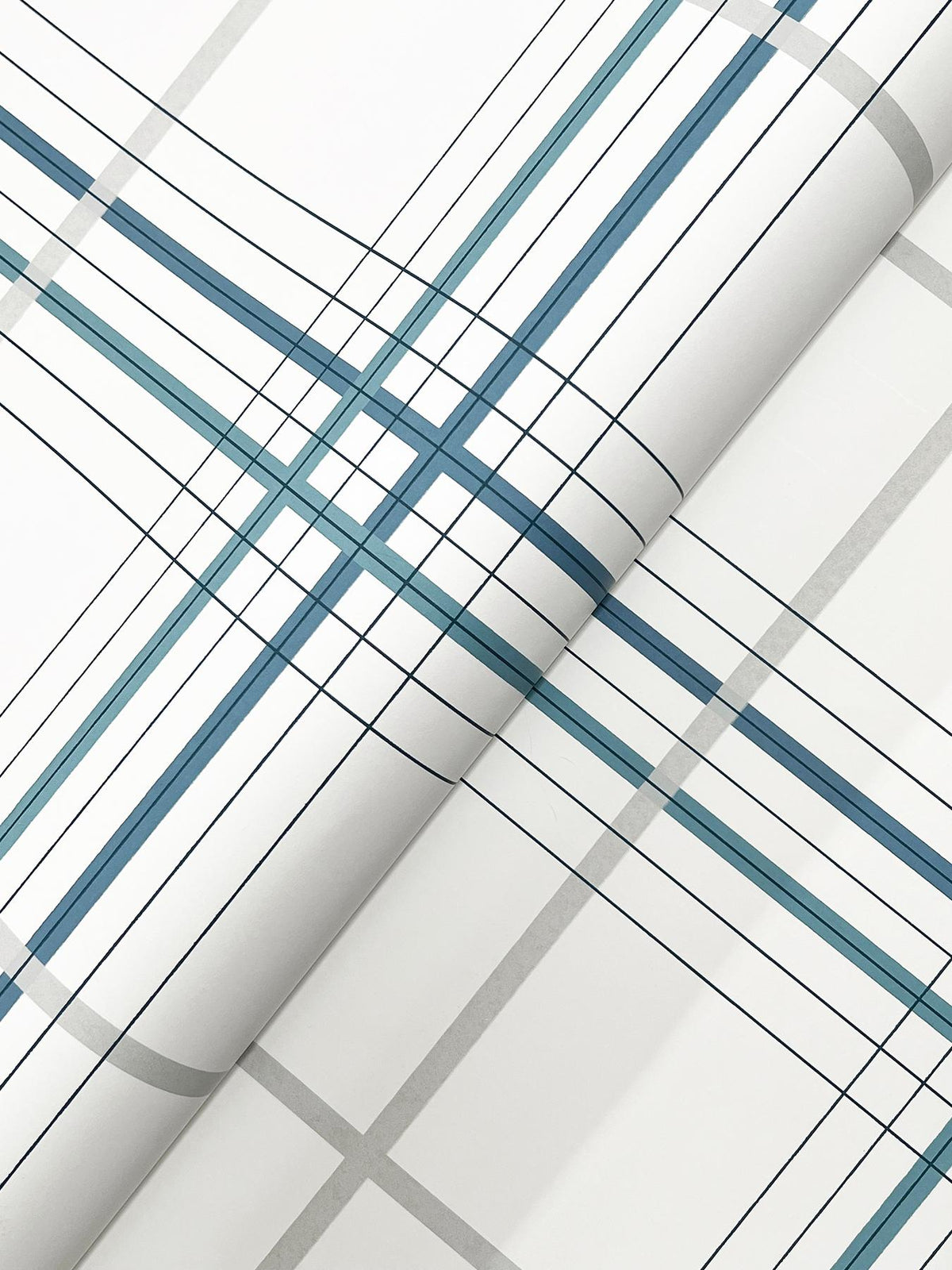 Ronald Redding Designs Lakeside Plaid Blue Tailored Wallpaper