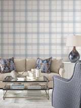 Ronald Redding Designs Lakeside Plaid Blue Tailored Wallpaper