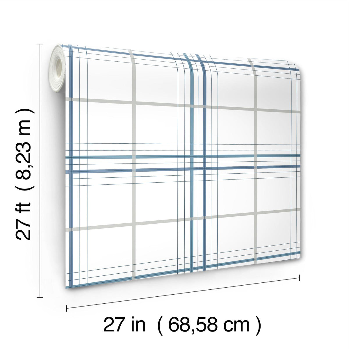 Ronald Redding Designs Lakeside Plaid Blue Tailored Wallpaper