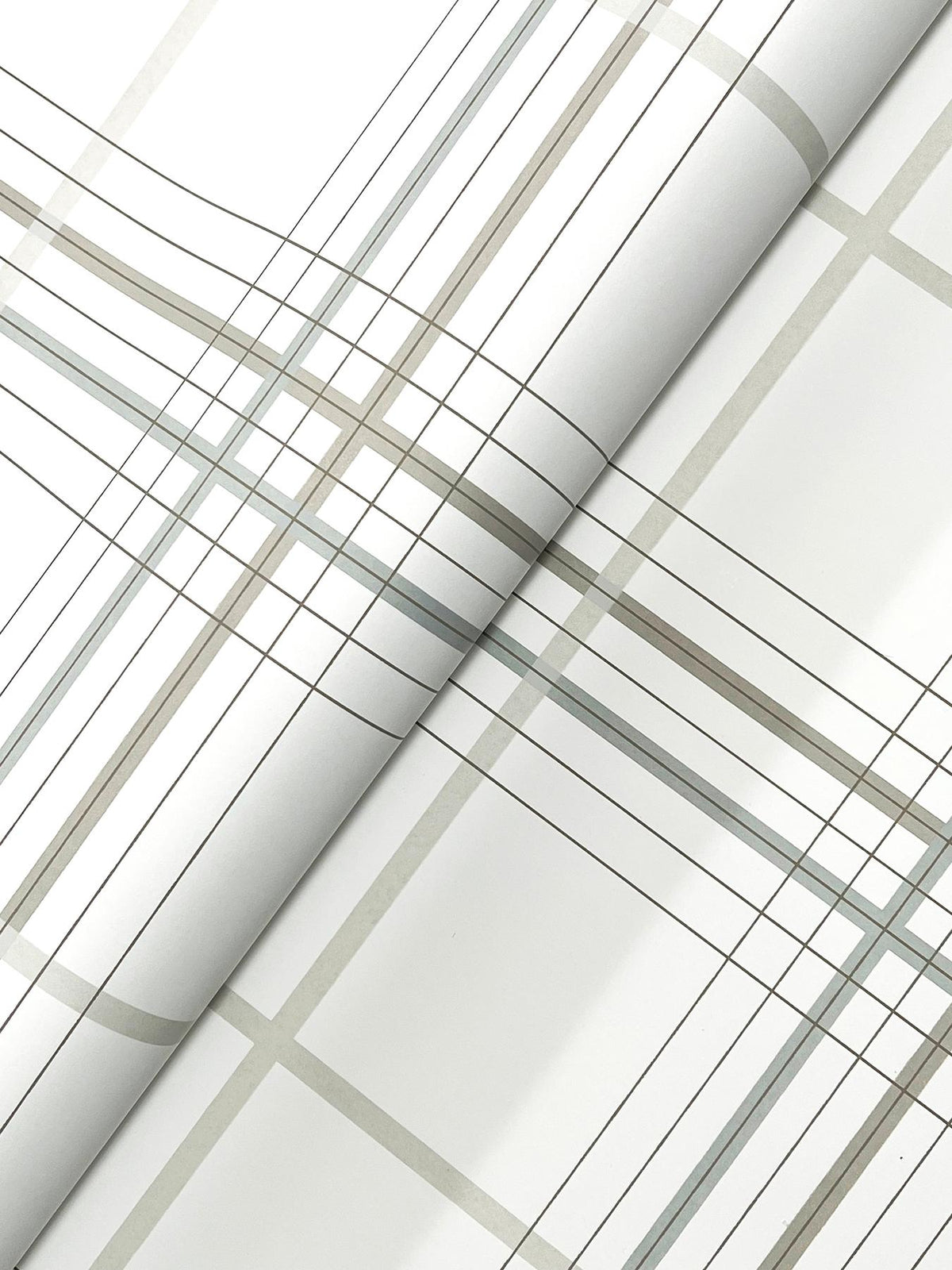 Ronald Redding Designs Lakeside Plaid White Tailored Wallpaper