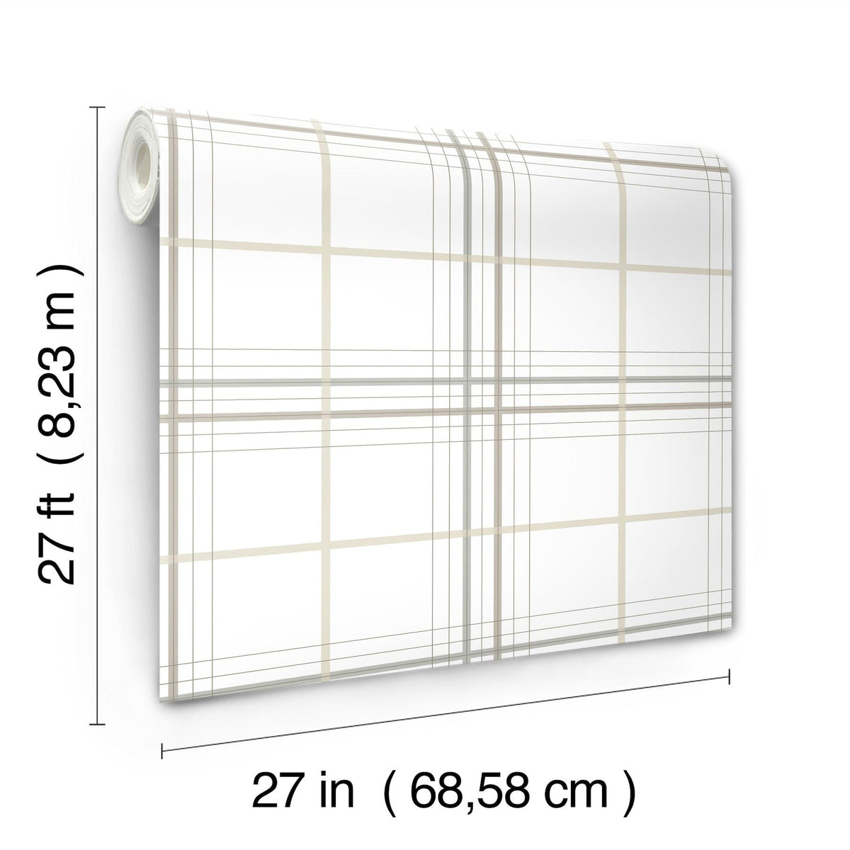 Ronald Redding Designs Lakeside Plaid White Tailored Wallpaper