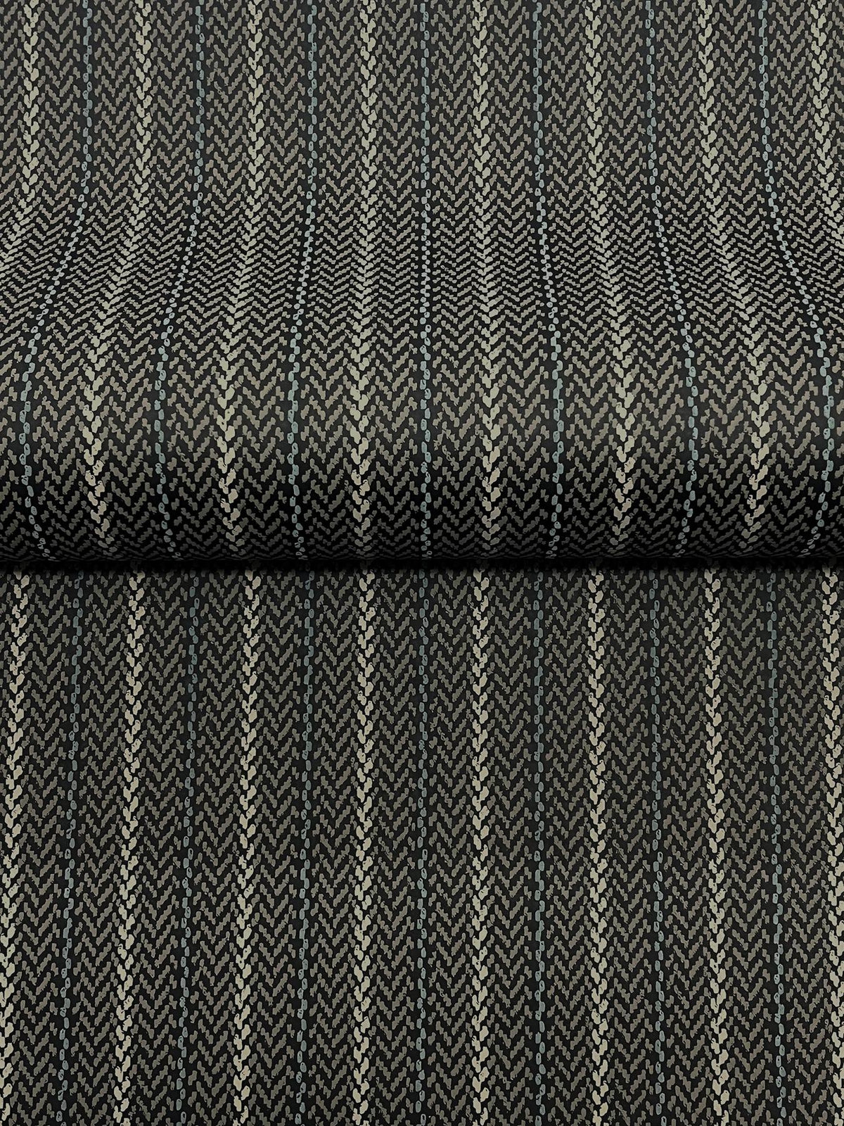 Ronald Redding Designs Elkan Stripe Black Herringbone Wallpaper