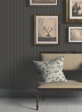 Ronald Redding Designs Elkan Stripe Black Herringbone Wallpaper
