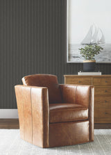Ronald Redding Designs Elkan Stripe Black Herringbone Wallpaper
