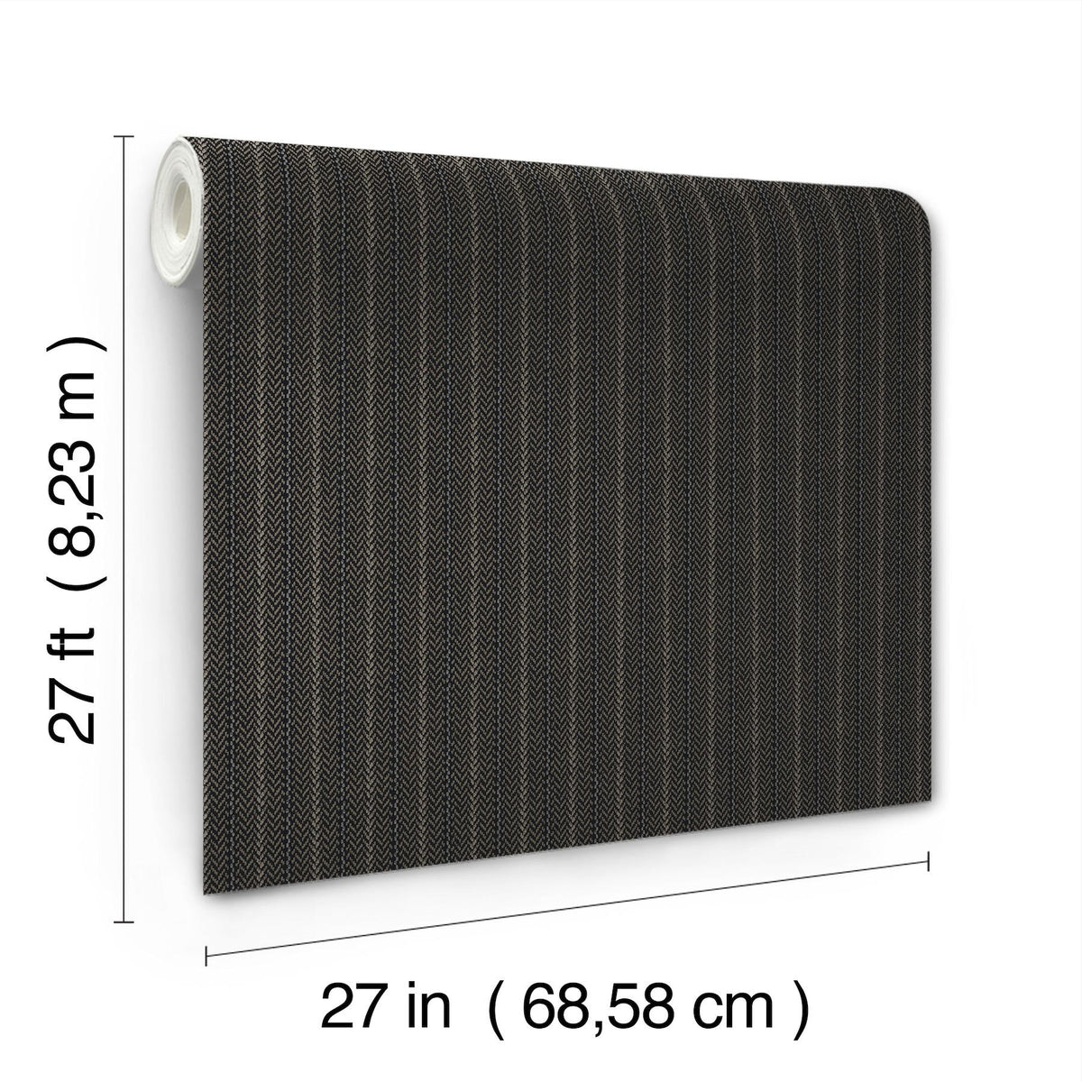 Ronald Redding Designs Elkan Stripe Black Herringbone Wallpaper