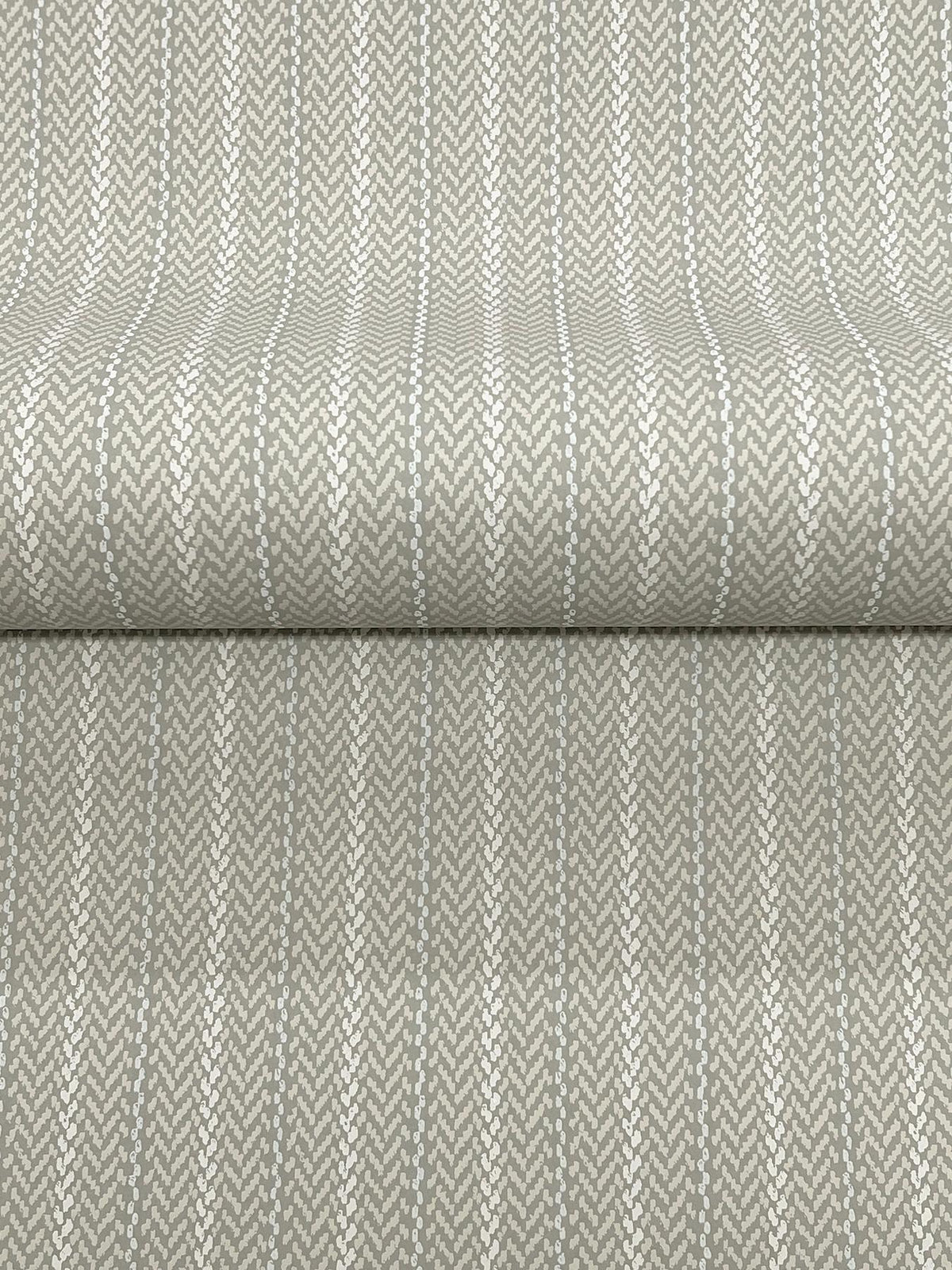 Ronald Redding Designs Elkan Stripe Grey Herringbone Wallpaper