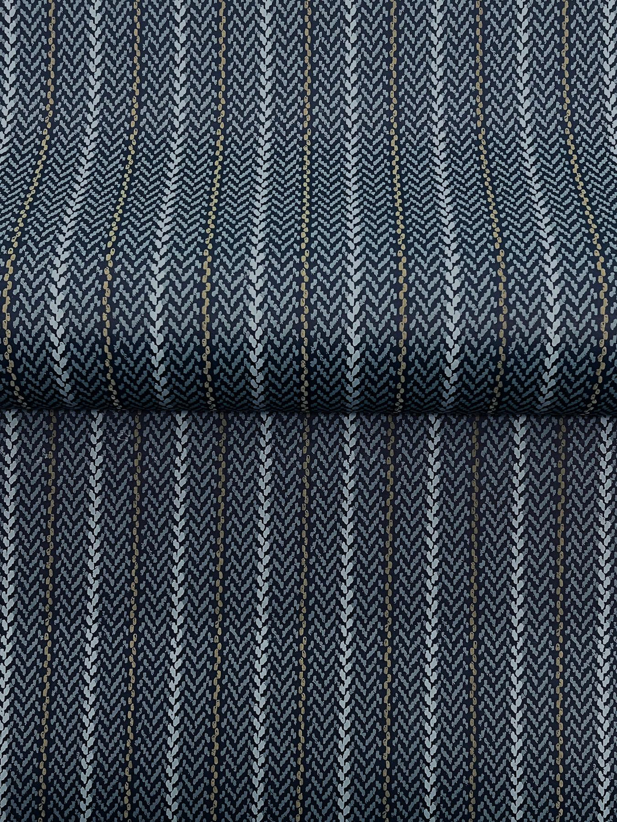 Ronald Redding Designs Elkan Stripe Navy Herringbone Wallpaper