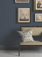 Ronald Redding Designs Elkan Stripe Navy Herringbone Wallpaper