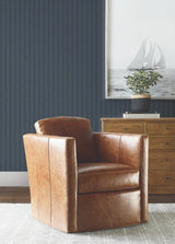 Ronald Redding Designs Elkan Stripe Navy Herringbone Wallpaper