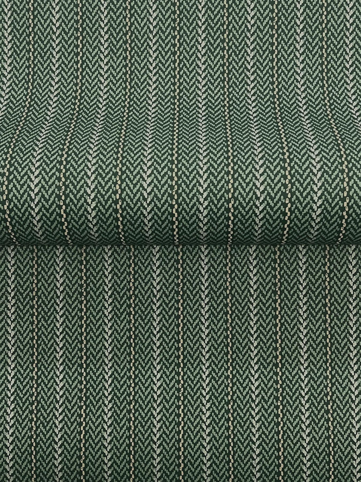 Ronald Redding Designs Elkan Stripe Green Herringbone Wallpaper