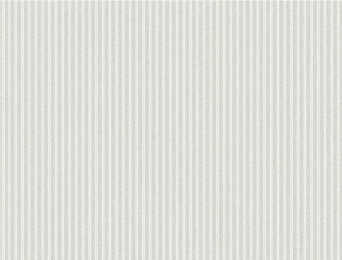 Ronald Redding Designs Ticking Stripe Grey Faux Linen Wallpaper