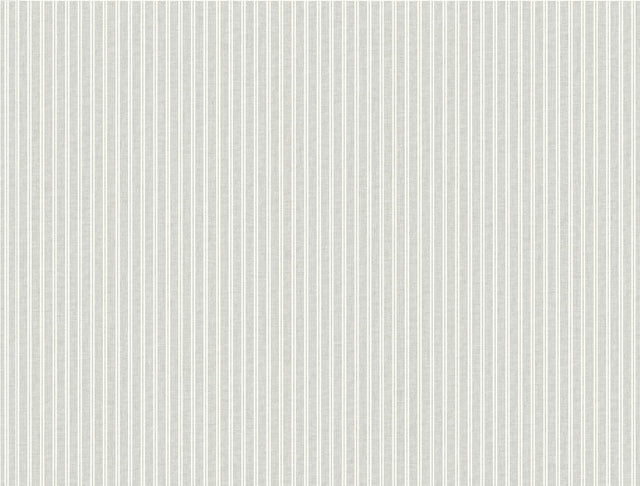 Ronald Redding Designs Ticking Stripe Grey Faux Linen Wallpaper