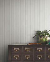 Ronald Redding Designs Ticking Stripe Grey Faux Linen Wallpaper