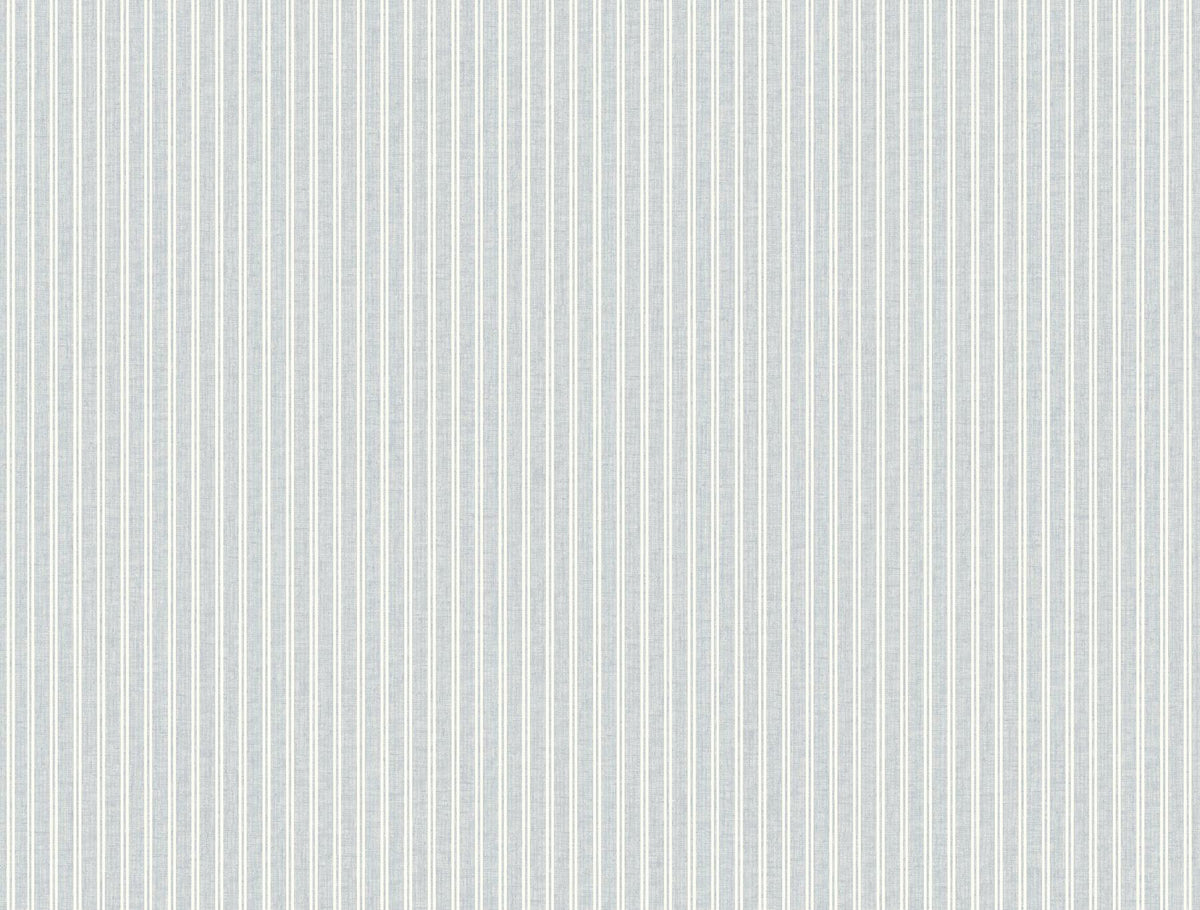 Ronald Redding Designs Ticking Stripe Blue Faux Linen Wallpaper