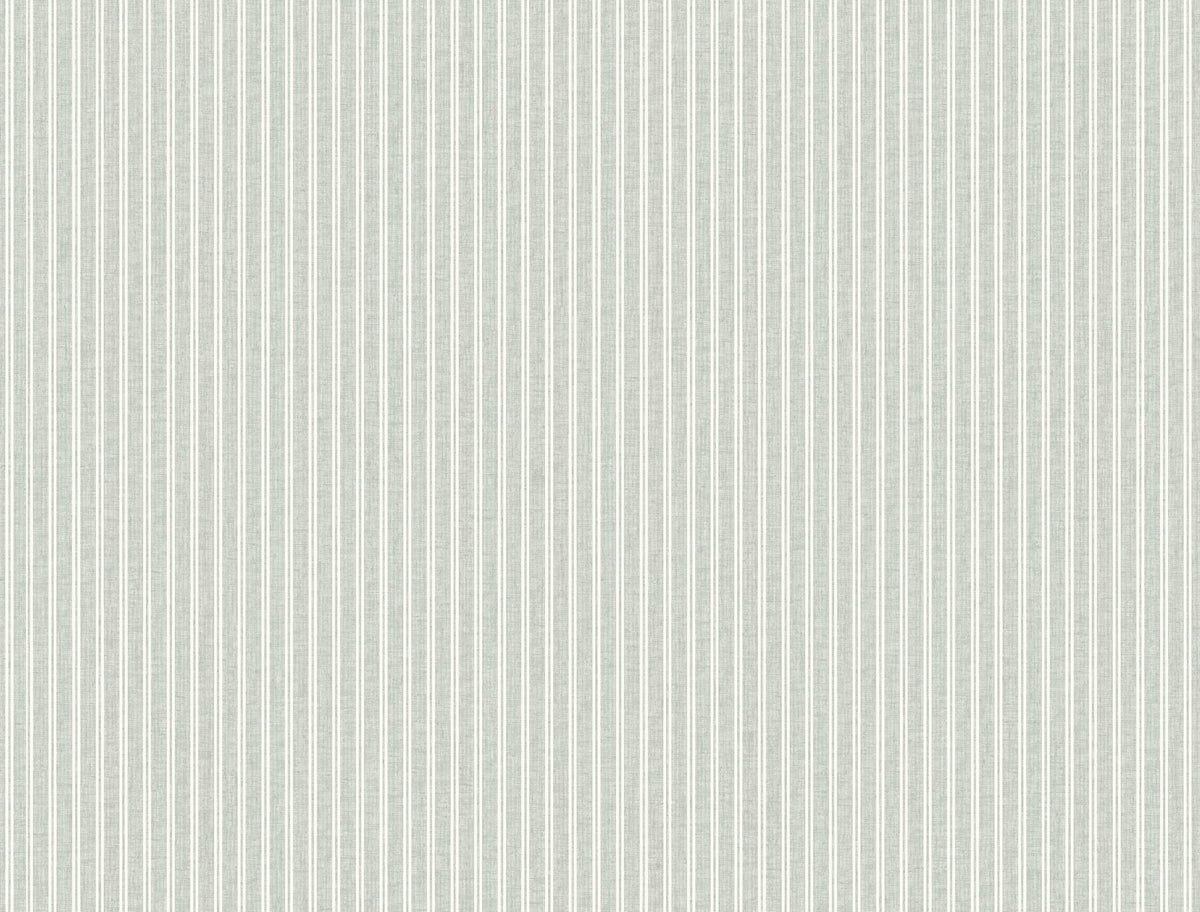 Ronald Redding Designs Ticking Stripe Sage Faux Linen Wallpaper