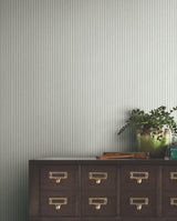 Ronald Redding Designs Ticking Stripe Sage Faux Linen Wallpaper
