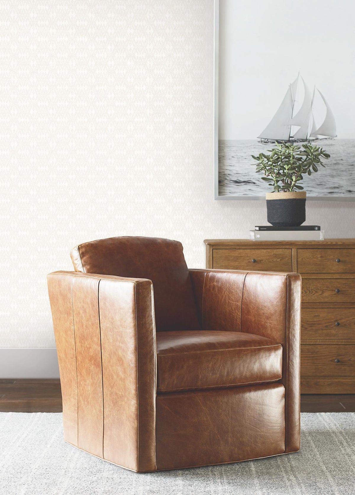 Ronald Redding Designs Radcliffe Beige Diamond Motif Wallpaper