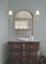 Ronald Redding Designs Radcliffe Blue Diamond Motif Wallpaper