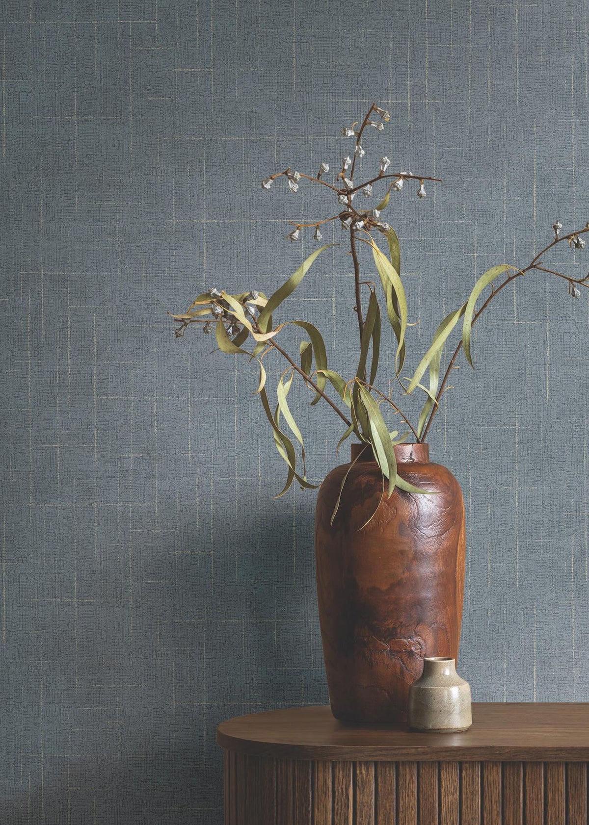 Ronald Redding Designs Saratoga Blue Faux Linen Wallpaper